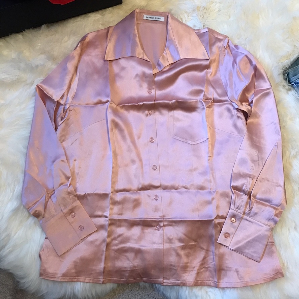 SOLD.NWT Danielle Guizio Silk Button Down Shirt - Picture 7 of 7